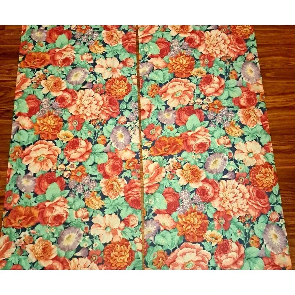 Pink Purple Floral Curtain Panels Set of 2 Roses Peony Cottage Boho 64x37